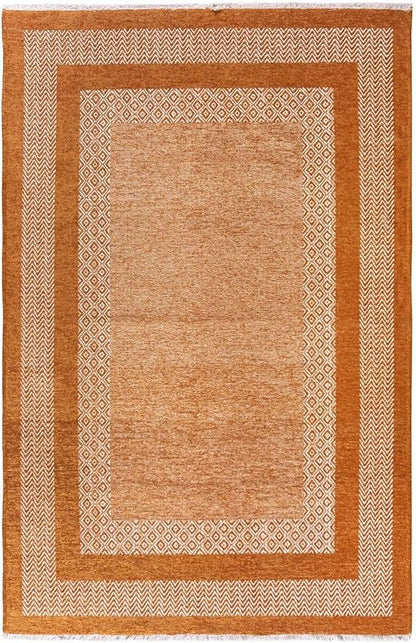 Alfa Rich 5x8 Burnt Orange Washable Area Rugs for Living Room Bedroom Kitchen Cotton Decor Rug