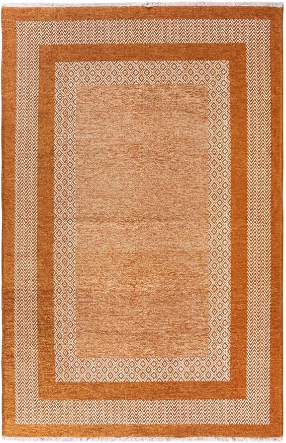 Alfa Rich 7x10 Burnt Orange Washable Area Rugs for Living Room Bedroom Kitchen Cotton Decor Rug
