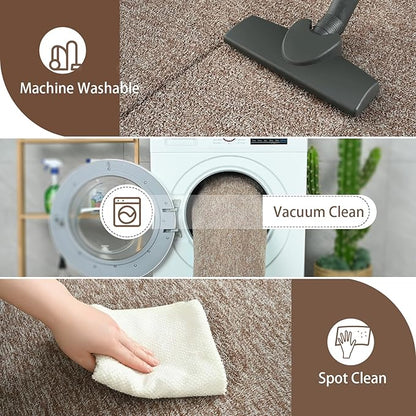 AROGAN Washable 2x10 Runner Rug for Hallway, Long Runner Rugs wtih Soft Memory Foam for Bedroom, Non Slip Backing Carpet Runners for Hallways, Kitchen, Bathroom, Entryway Home Decor, Matte Brown