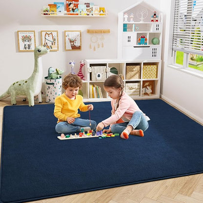 Amearea Large Modern Area Rugs for Bedroom Living Room, 5x8 Feet Navy Blue Thickened Memory Foam Rug, Fluffy Indoor Washable Rugs Non Slip Minimalist Carpet for Boys Girls Dorm Nursery Room Decor