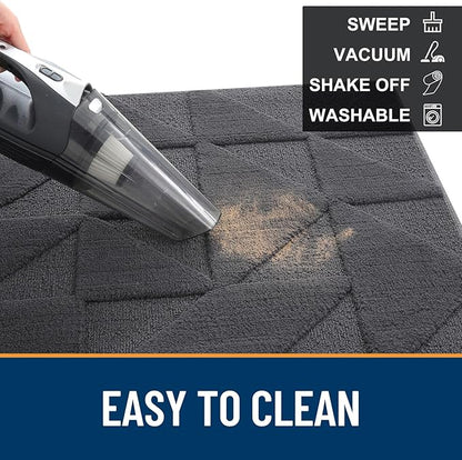 OLANLY Door Mats Indoor, Non-Slip, Absorbent, Dirt Resist, Entrance Washable Mat, Low-Profile Inside Entry Doormat for Entryway (48x32 inches, Dark Grey)