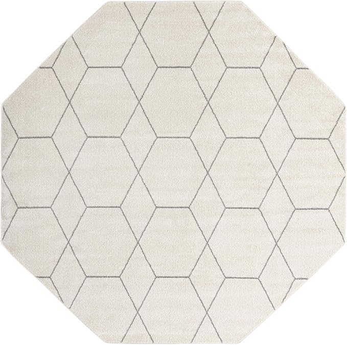 Unique Loom Trellis Frieze Collection Area Rug - Geometric (5' Octagon, Ivory/ Gray)