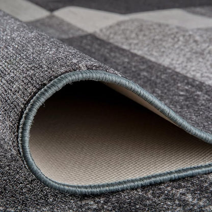 Rugshop Modern Boxes Design Non-Slip (Non-Skid) Runner Rug 2'7" x 12' Gray