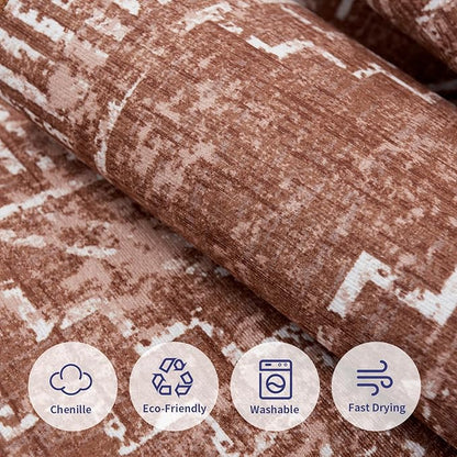ILANGO Moroccan Area Rugs 8'x10' for Living Room Machine Washable Modern Rugs with Rubber Backing Non Slip Carpet for Dedroom Farmhouse Dining Room, Ultra-Thin, Foldable, Easy Clean