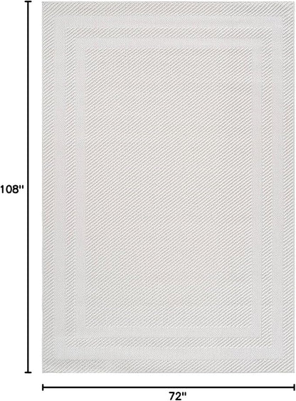 CAMILSON Micro Loop Rug 6x9 Modern Luxury Bordered Area Rugs Soft High and Low Pile Stain Resistant Easy-Cleaning Non-Shedding for Living Room Office Indoor Carpet (6 x 9 / White)
