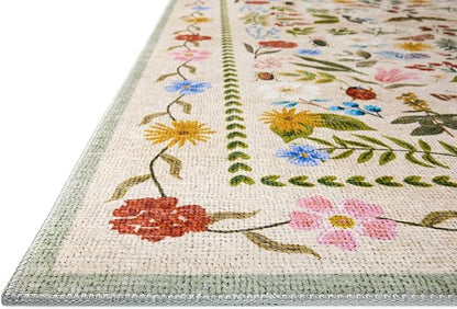 Loloi Rifle Paper Co. Canopy Collection CNP-04 Cream/Multi 3'-9" x 3'-9" Round Accent Rug