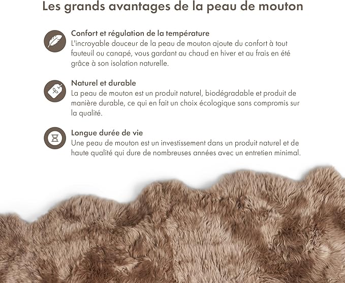 Real Sheepskin Rug 4x6 ft | Sheepskin Rugs for Living Room and Sofa | Large Bedside Rugs for Bedrooms is Breathable & Heat-regulating in Color Light Brown