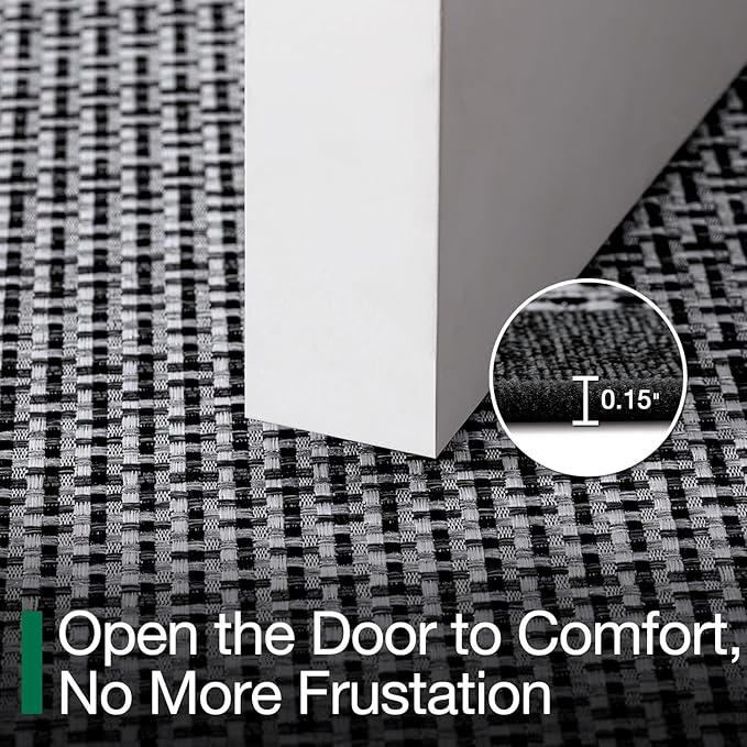 LUMI Inside Door Mat for Entry 32"x47", Absorbent, Dirt Trapper, Low Profile Thin, Non Slip Mats with Rubber Backing, Ideal for Indoor, High Traffic, Garage, Entrance, Classic Black