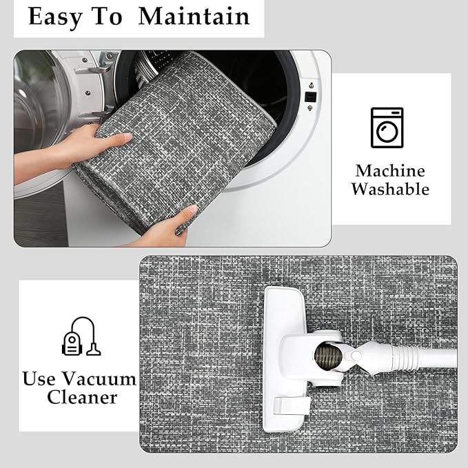 RUGSREAL Area Rug 5x7 Machine Washable Area Rug for Living Room Non-Slip Stain Resistant Modern Abstract Rug Contemporary Solid Throw Carpet Foldable Accent Floor Carpet for Dining Room, Grey