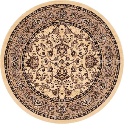 Unique Loom Sialk Hill Collection Area Rug - Washington (5' 1" Round Ivory/Black)