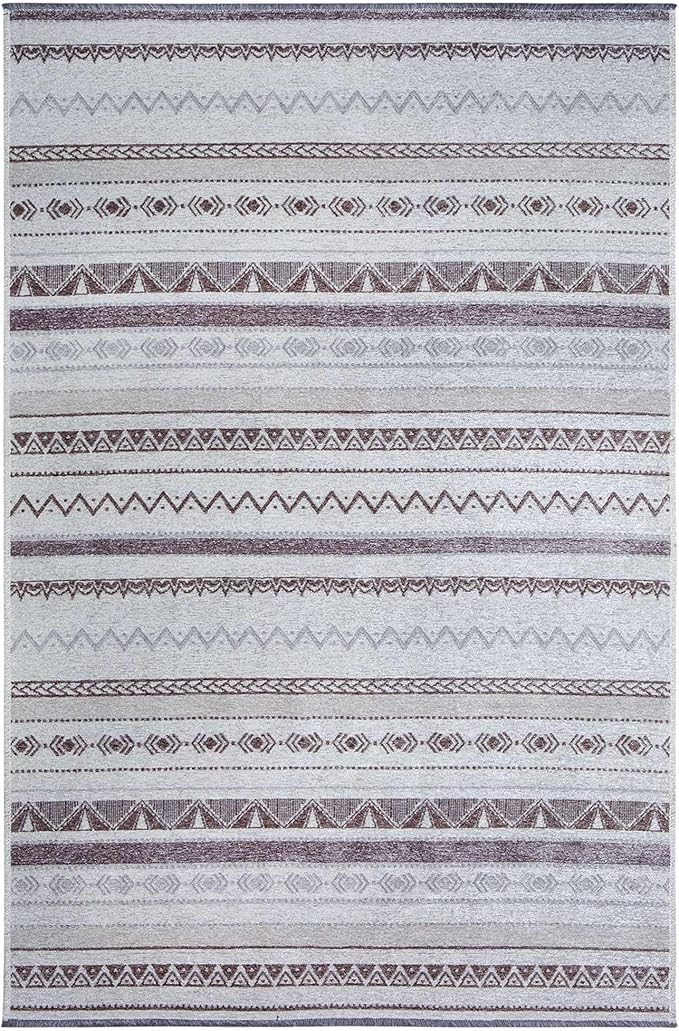 Alfa Rich 3x5 Gray Off White Washable Area Rugs for Living Room Bedroom Kitchen Decor Cotton Runner