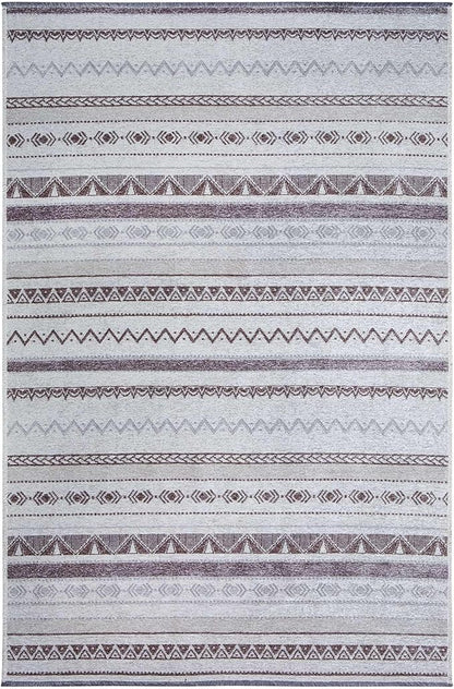 Alfa Rich 7x10 Gray Off White Washable Area Rugs for Living Room Bedroom Kitchen Decor Cotton Rug