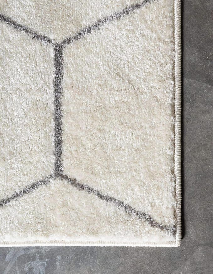Unique Loom Trellis Frieze Collection Area Rug - Geometric (6' Square, Ivory/ Gray)