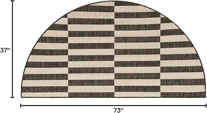 Unique Loom Outdoor Striped Collection Area Rug - Striped (3' 1" x 6' 1" Hearth Charcoal/Ivory)