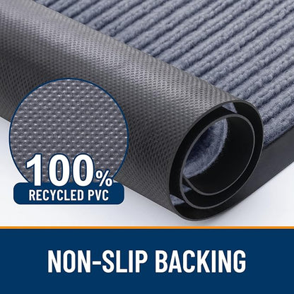 OLANLY Front Door Mat Indoor Outdoor Entrance, Waterproof Heavy Duty Doormat, Fade Resistant, Low Profile, Easy Clean Patio Porch Welcome Floor Mats for Entry, 29.5x17, Ash Grey