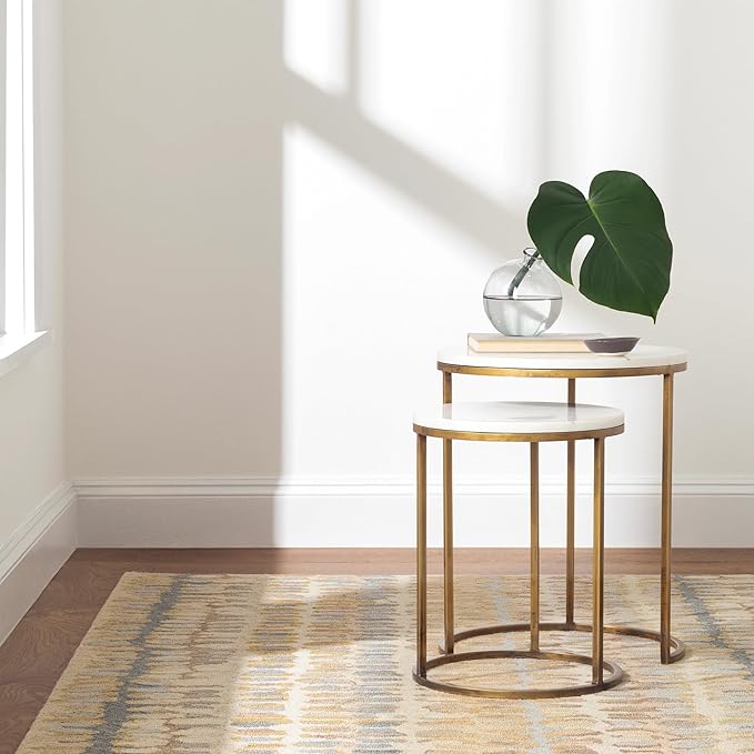 Dash and Albert Paint Chip Wool Area Rug - 5' x 8' Neutral Graphic Hand Micro Hooked Accent Rug - Durable, High Traffic Areas Hallway, Living Room, Stairs