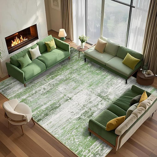 Abstract 6x9 Area Rug for Living Room Dining Room Home Office Bedroom Sage Green
