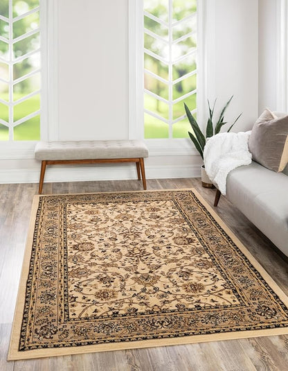 Unique Loom Sialk Hill Collection Area Rug - Washington (4' 1" x 6' 1" Rectangle Ivory/Black)