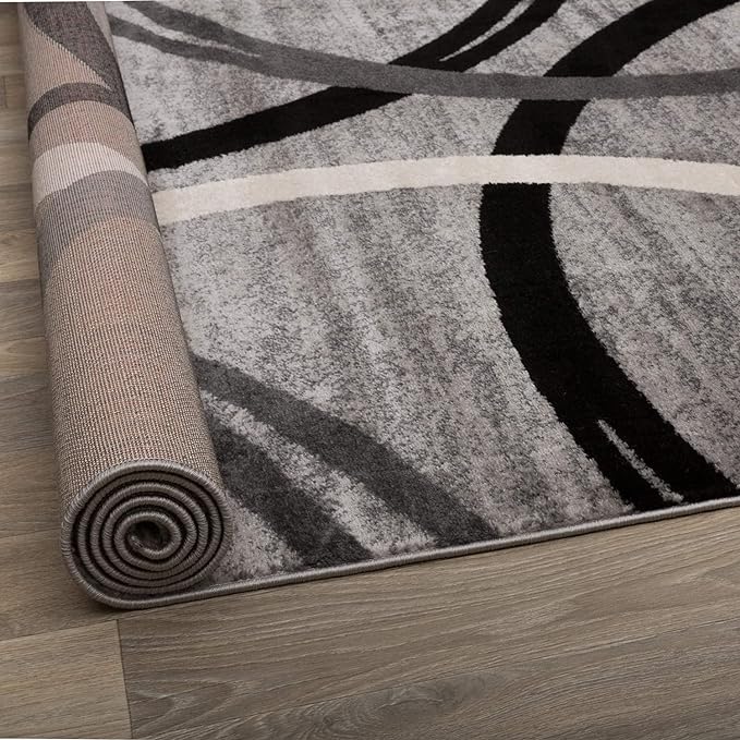 Rugshop Wavy Circles Design Runner Rug, Carpet with Jute Backing for Hallway or Entryway, Gray, 2'7" x 6'