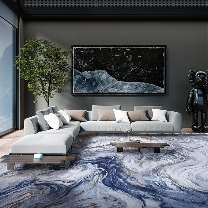 5x7 Area Rugs for Living Room, Modern Abstract Rug for Bedroom, Contemporary Machine Washable Rug, Large Stain Resistant Carpet for Dining Room Playroom Home Office, Pet & Kids Friendly