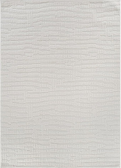 Modern Micro Loop Indoor Area Rugs for Living Room Bedroom Kitchen Geometric Pebble White 8x10 Luxury Durable Low and High Pile Non-Shedding Stain Resistant Soft Area Carpet 8 x 10