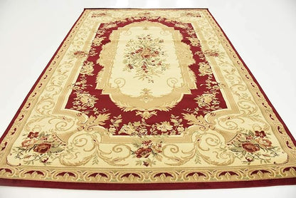Unique Loom Versailles Collection Traditional Classic Floral Motif Area Rug (7' 0 x 10' 0 Rectangular, Burgundy/ Ivory)