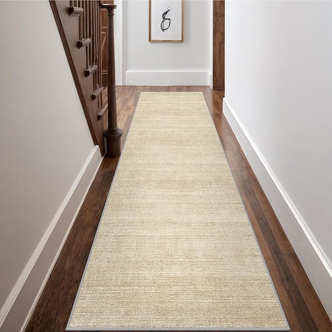 Art&Tuft Non-Slip Runner Rug - 2x12 Runner Rug Washable Low-Pile Rugs Runners, Soft Distressed Carpet Runner for Bedroom Bathroom Kitchen Laundry Living Room, Brown