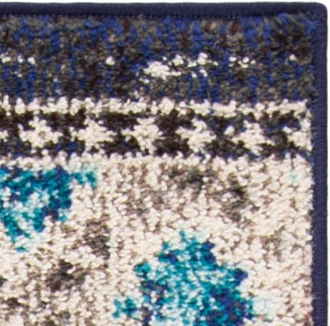 SAFAVIEH Madison Collection Area Rug - 6'7" Square, Black & Yellow, Boho Diamond Distressed Design, Non-Shedding & Easy Care, Ideal for High Traffic Areas in Living Room, Bedroom (MAD418Z)