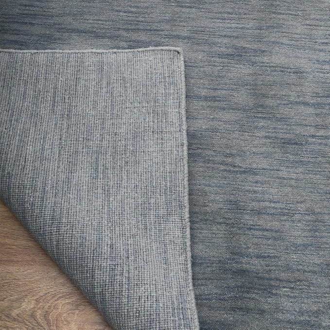 Hand Knotted Loom Wool ECO-Friendly Area Rugs - 6'x9', Rectangle, Light Blue Color, Solid Plain Design, High Pile Handmade Anti Skid Area Rugs for Living Room, Bed Room (L00111)