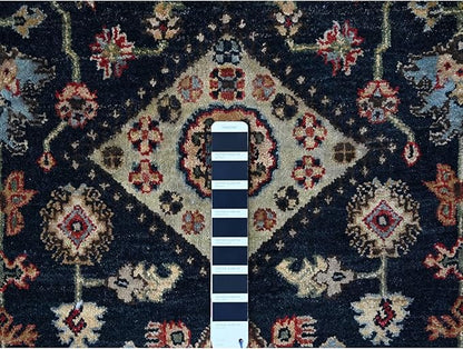 Power Black Hand Knotted All Over Pattern Pure Wool Round Oriental Rug (10'x10')