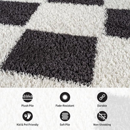 Rugshop Diamond Wave Pattern Shag Area Rug Anthracite Dark Gray 4' x 6' Ideal for Small Living Rooms, Offices, or Beside The Bed
