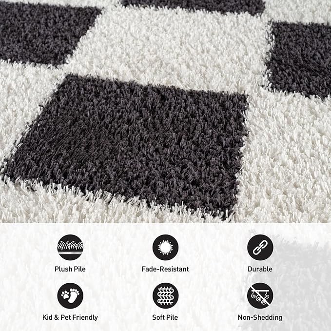 Rugshop Diamond Wave Pattern Shag Area Rug Anthracite Dark Gray 7' 10" x 10' Perfect for Large Living Rooms, Dining Areas, or Master Bedrooms