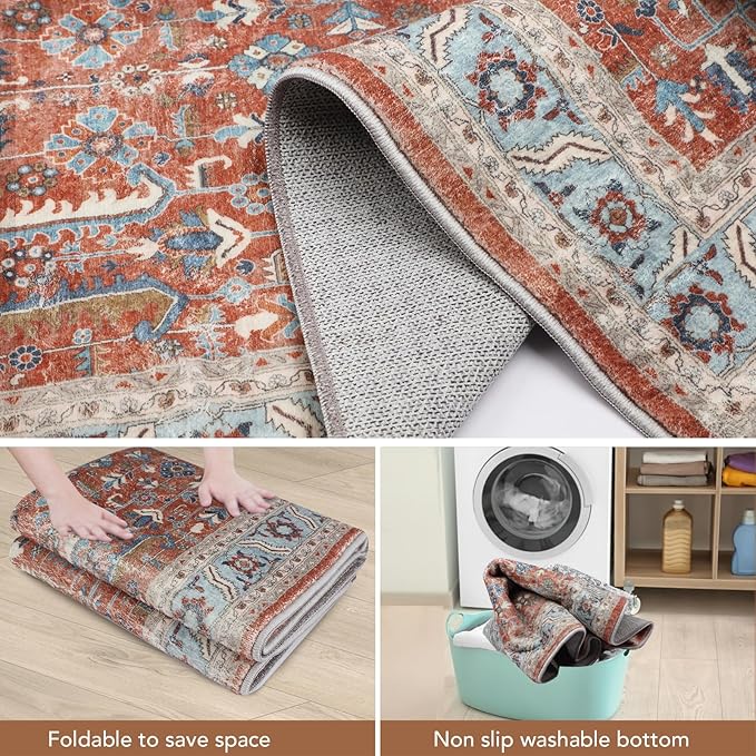 Washable Hallway Runner Rugs 2x6 Stain Resistance Runners for Hallways Entrance Non-Slip Runner Rugs