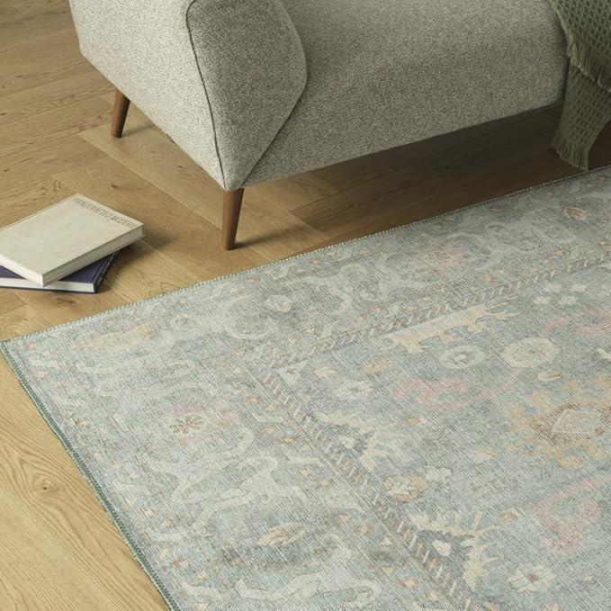 Revival Rugs Nimbus 8'x10' Zero-Shedding Area Rug for Living Room Bedroom - Oeko-TEX Certified, Low Pile, Spot Clean, Confetti, Mint Green