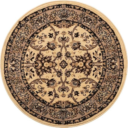 Unique Loom Sialk Hill Collection Area Rug - Washington (3' 3" Round Ivory/Black)