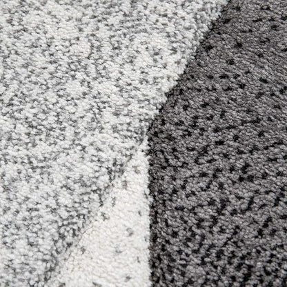 Paco Home Modern Area Rug Bordered with Geometric Pattern Grey Anthracite with Contour Cut, Size: 2' x 3'7"