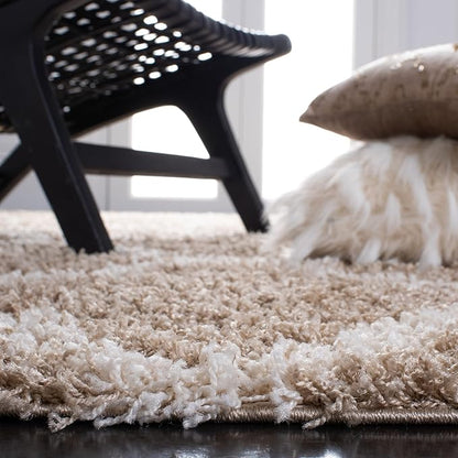 SAFAVIEH Dallas Shag Collection Runner Rug - 2'3" x 18', Beige & Ivory, Trellis Design, Non-Shedding & Easy Care, 1.5-inch Thick Ideal for High Traffic Areas in Living Room, Bedroom (SGD257D)