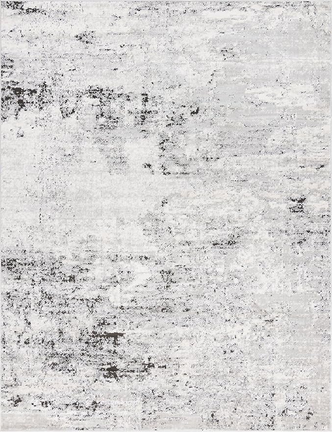 Rugs.com Leipzig Collection Area Rug – 9X12 Grey Low-Pile Rug Perfect for Living Rooms, Large Dining Rooms, Open Floorplans