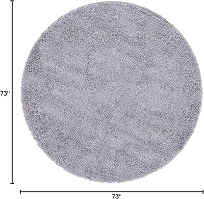 Unique Loom Davos Shag Collection Area Rug - Solid (6' 1" Round, Sterling)