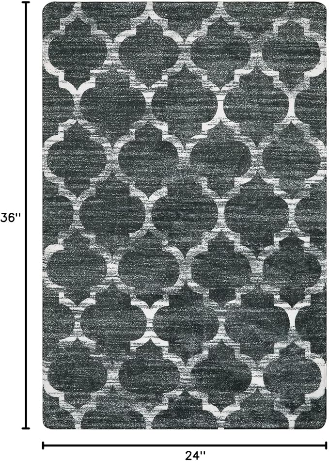 Lahome Moroccan Washable Entry Rug - 2x3 Small Throw Kitchen Rugs Non-Slip Soft Area Rugs for Bedroom Grey Distressed Bathroom Mats Indoor Doormat Carpet for Entryway Laundry Room Living Room Bedside