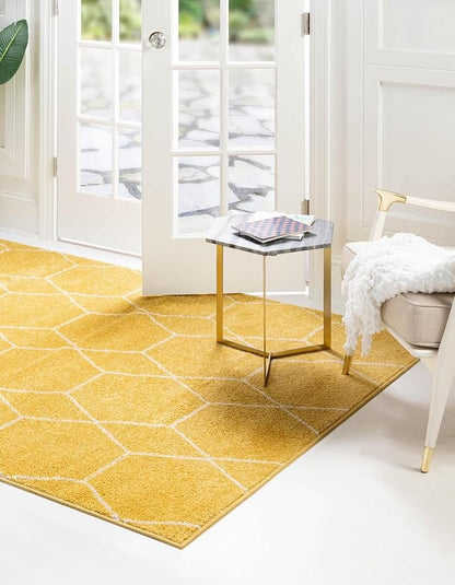 Unique Loom Trellis Frieze Collection Area Rug - Geometric (10' x 13', Yellow/ Ivory)
