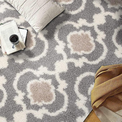 Rugshop Cozy Moroccan Trellis Gray/Cream 5'3" x 7'3" Indoor Shag Area Rug