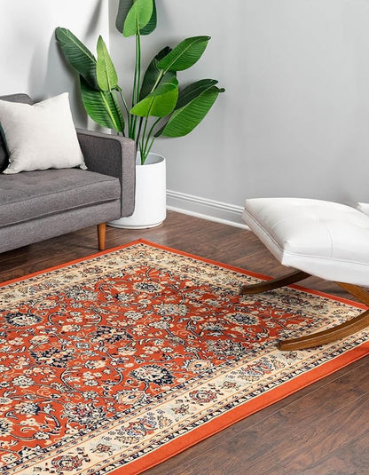 Unique Loom Sialk Hill Collection Area Rug - Washington (7' 10" x 10' Rectangle Terracotta/Cream)