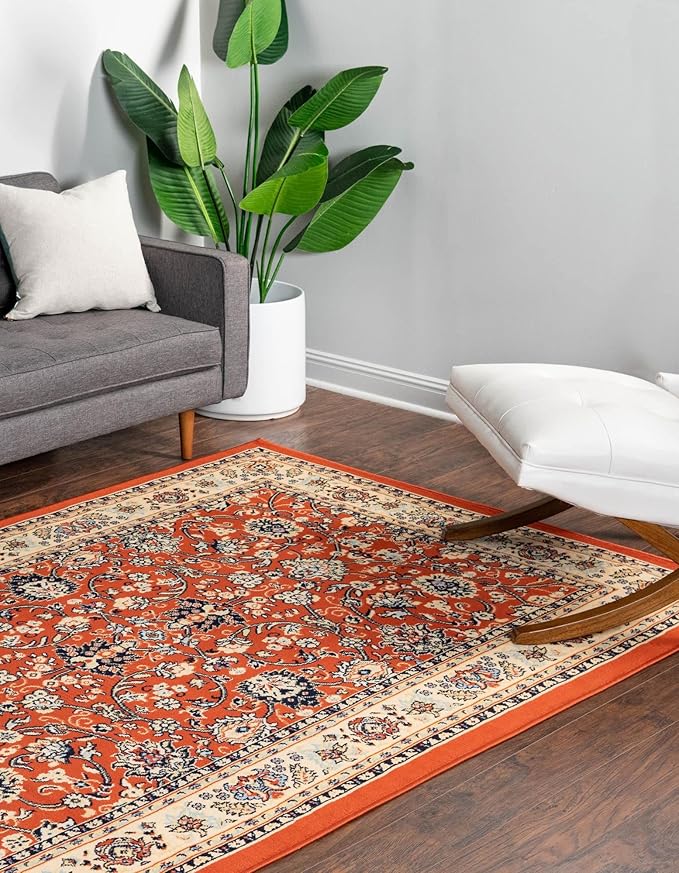 Unique Loom Sialk Hill Collection Area Rug - Washington (7' 1" x 10' Rectangle Terracotta/Cream)