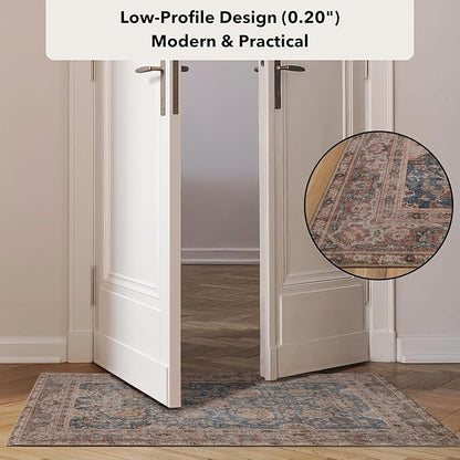 Kuden 2x3 Small Rug, Machine Washable, Non-Slip Backing, Vintage Style, Soft, Low Pile, Area Rugs for Entryway Kitchen Indoor Entrance