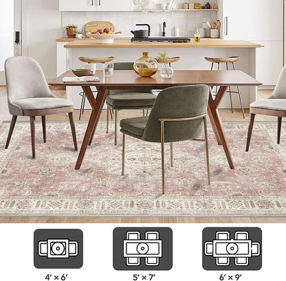 5’x7’ Washable Area Rugs for Living Room Bedroom Foldable Low Pile Non Slip Area Rugs for Dining Office