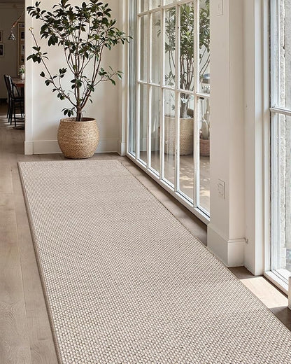 Color&Geometry Front Door Mat Indoor 26"x95", Ultra Non Slip Rubber Backed Dirt Trapper, Low Profile Thin washable, Easy Clean Entry Entryway Rug Door Mat Indoor Entrance, Khaki (Rolled-up NO Creases)