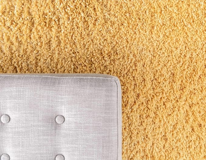 Unique Loom Davos Shag Collection Area Rug - Solid (2' 7" x 13' 1" Runner, Sun Yellow)