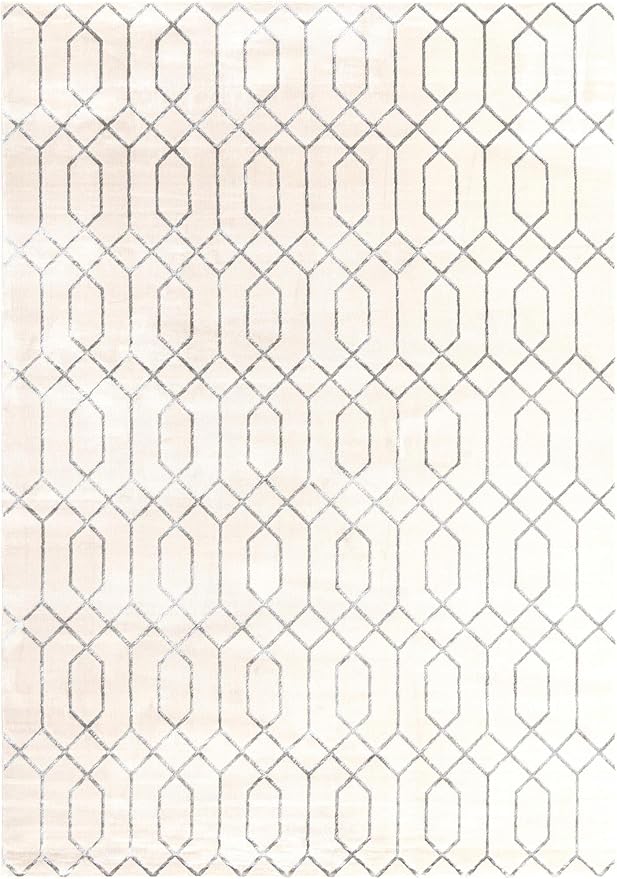 Marilyn Monroe Glam Collection Area Rug - Trellis (10'x 14' 1" Rectangle, White Silver/ Silver)