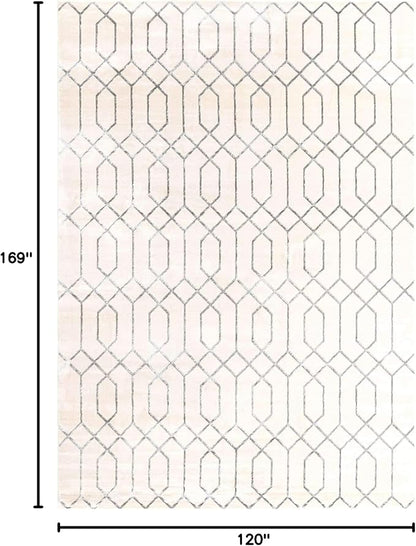 Marilyn Monroe Glam Collection Area Rug - Trellis (10'x 14' 1" Rectangle, White Silver/ Silver)